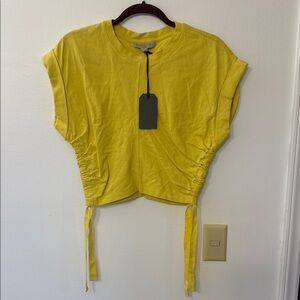 All Saints Yellow Ruched Crop Top